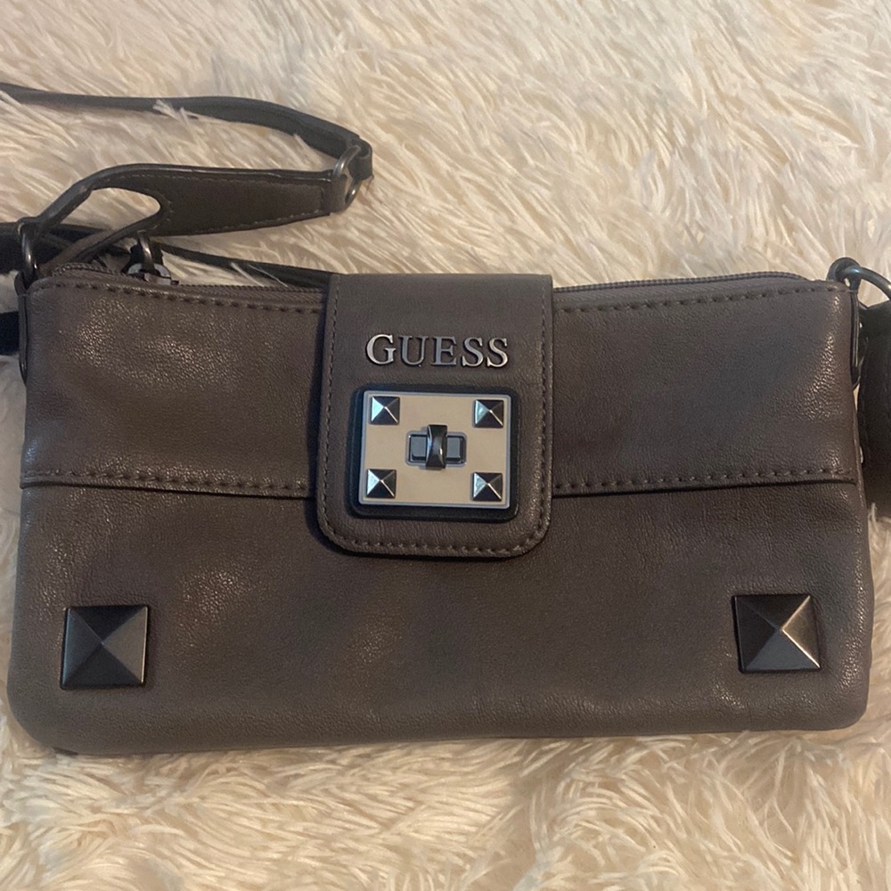 Vintage Guess Crossbody- Leather Buckle Closure Dual compartments. 8 3/4 x 5